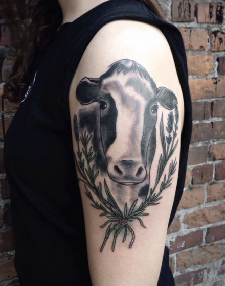 Realistic Cow Tattoo
