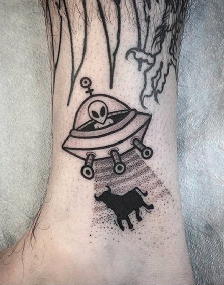 Cow Abduction Tattoo