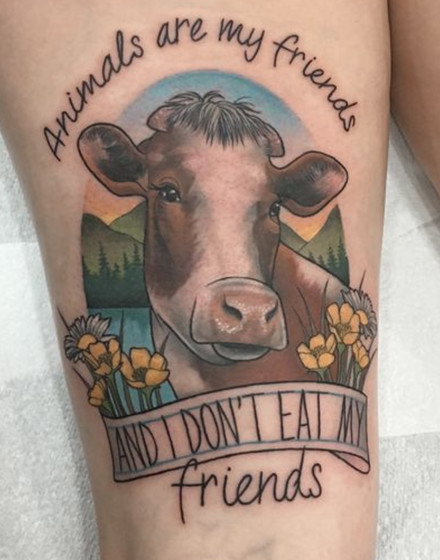 Realistic Cow Tattoo