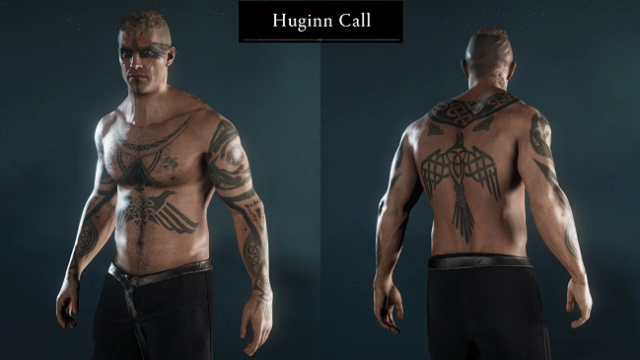 Tattoo customization options in the game Assassin's Creed Valhalla. Source: IGN