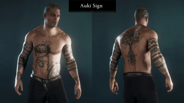 Tattoo customization options in the game Assassin's Creed Valhalla. Source: IGN