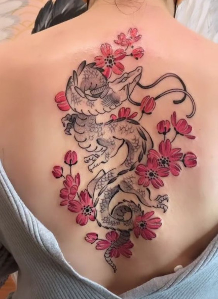 Cherry Blossom and Dragon