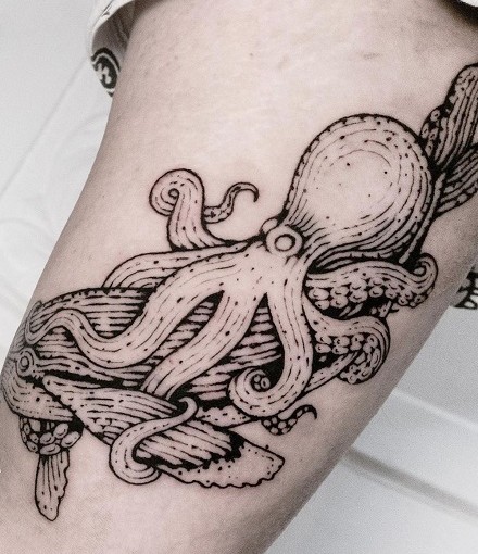 Etching Kraken Tattoo