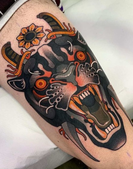 Neo-Traditional Panther Tattoo