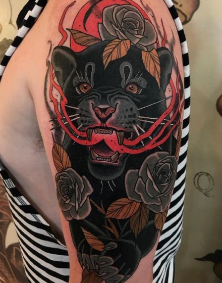 Neo-Traditional Panther Tattoo