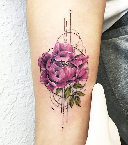 Geometric Peony Tattoos