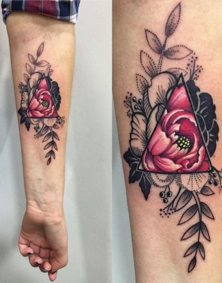 Geometric Peony Tattoos