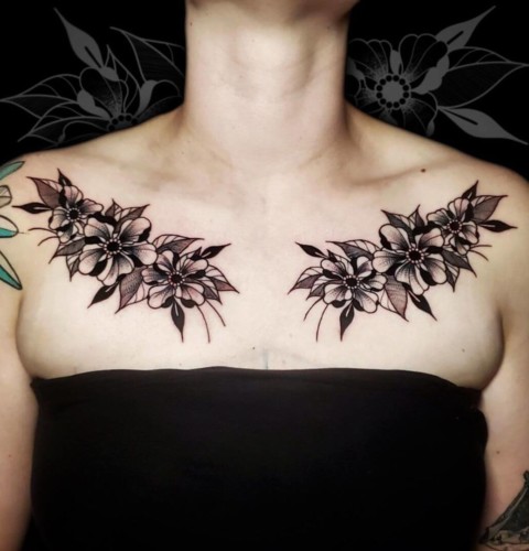 Collarbone Flower Tattoos