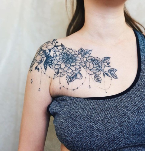 Collarbone Flower Tattoos