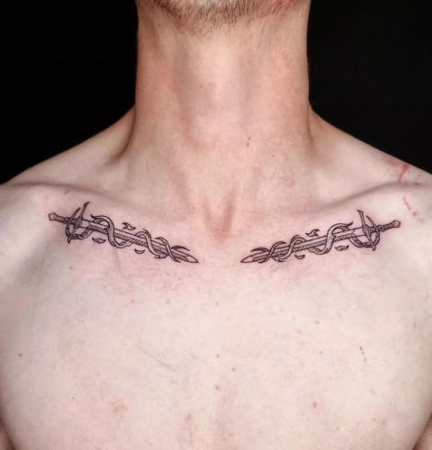 Collarbone Tattoos for Men
