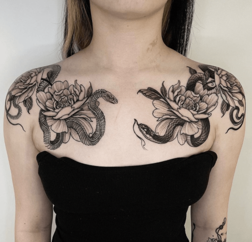 Collarbone Snake Tattoos