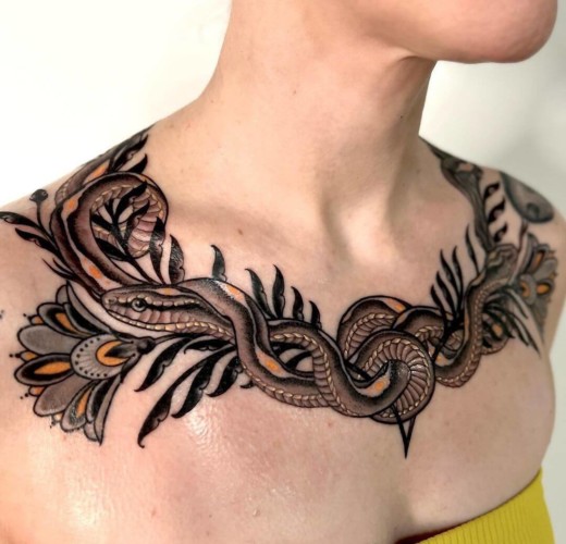 Collarbone Snake Tattoos