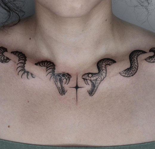 Collarbone Snake Tattoos
