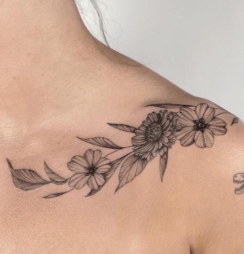 Collarbone Flower TattoosCollarbone Flower Tattoos