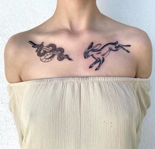 Collarbone Snake Tattoos