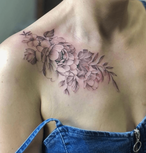 Collarbone Flower Tattoos