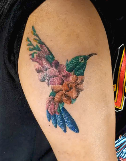 Colorful Embroidery Tattoo