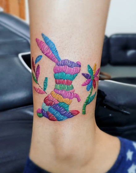 Colorful Embroidery Tattoo