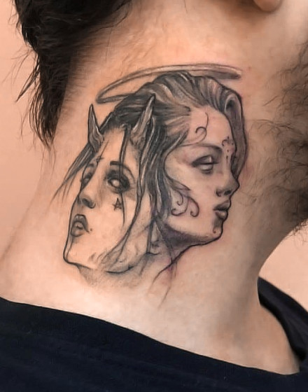 Gemini Neck Tattoo