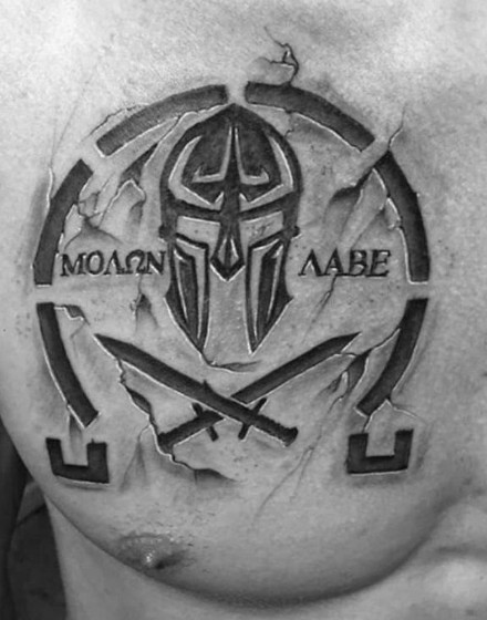 Molon Labe Crossed Weapon Tattoo