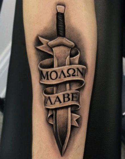 Molon Labe Spartan Lettering Tattoo