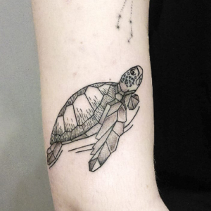 Geometric turtle tattoo
