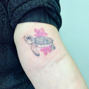 Colorful turtle tattoo