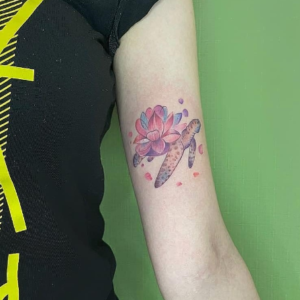 Colorful turtle tattoo