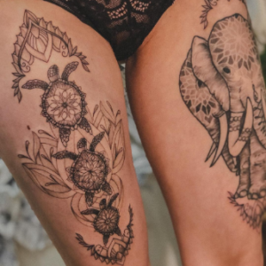 Unusual turtle tattoo