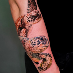 Colorful turtle tattoo