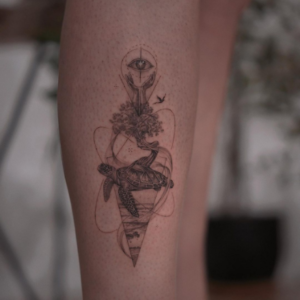 Unusual turtle tattoo