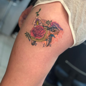 Colorful turtle tattoo