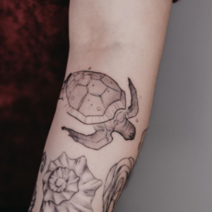 Geometric turtle tattoo