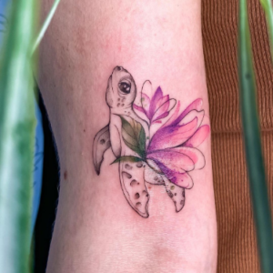 Colorful turtle tattoo