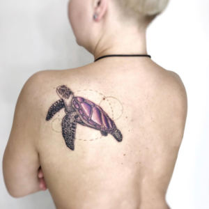 Colorful turtle tattoo