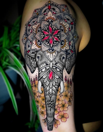 Elephant Mandala Tattoo