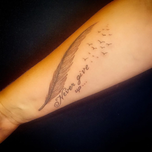 Feather Tattoo Ideas With Inscriptions