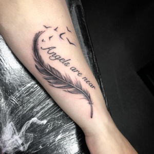 Feather Tattoo Ideas With Inscriptions