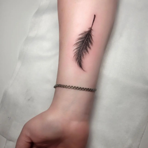 Small Feather inked on a wrist