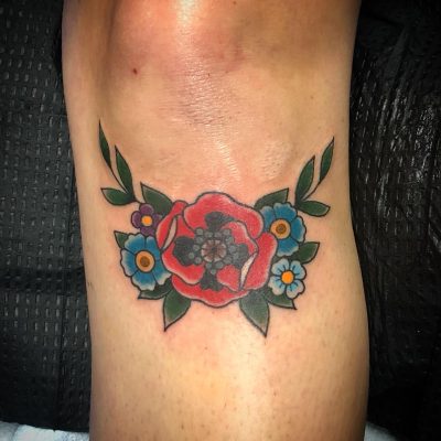 Knee tattoo by Cory Kirby