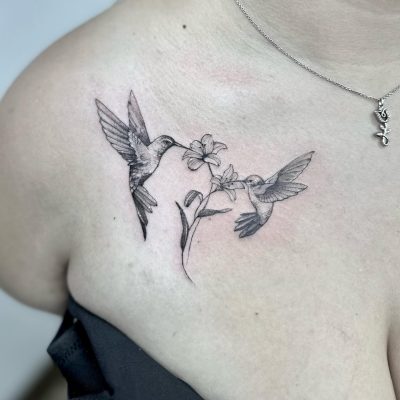 Collar bone tattoo by Charly Reynoso