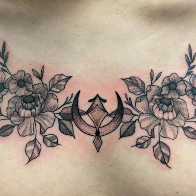 Collar bone tattoo by Erin McGloin