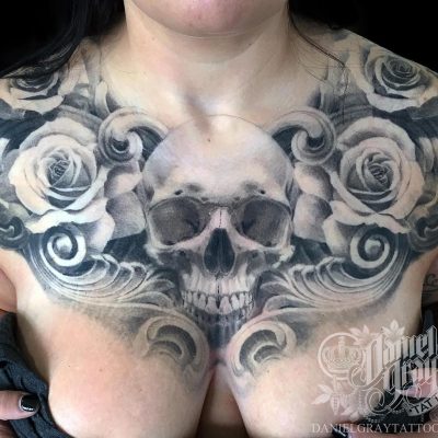 Collar bone tattoo by Daniel Gray