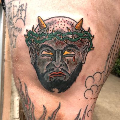 Knee tattoo by Tyler Term Griffin