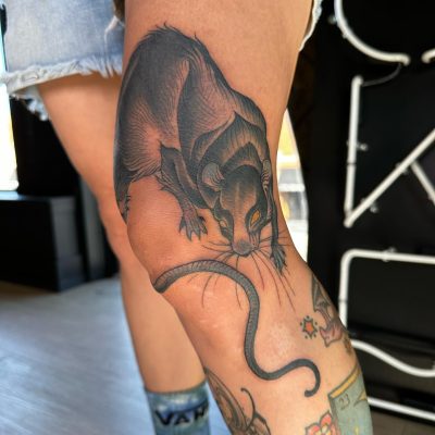 Knee tattoo by Brooke Michael Englehart