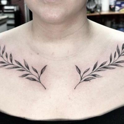 Collar bone tattoo by Stephanie McAllister