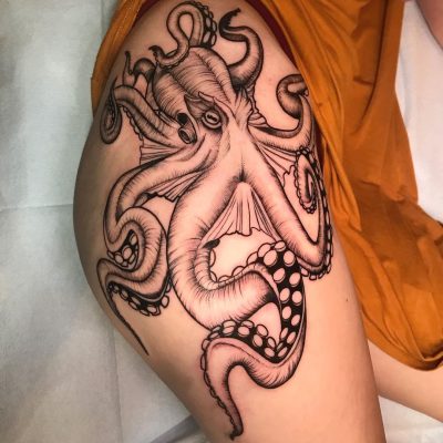 Butt tattoo by Daniel Farren