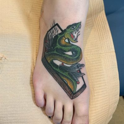 Foot tattoo by Dani Oddo