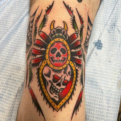 Knee tattoo by Matt Monroe