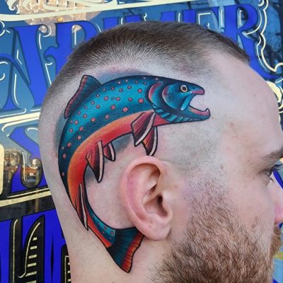 Head tattoo by Jordan Orcutt